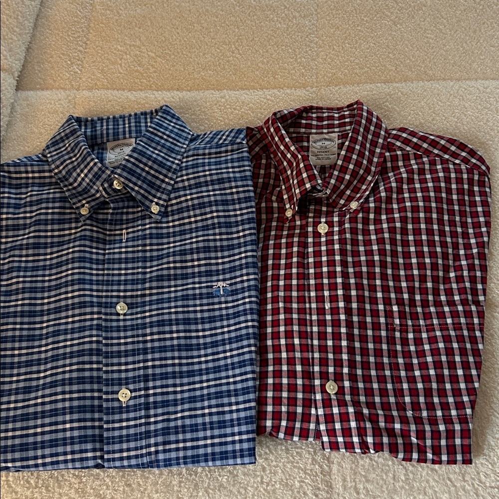 Brooks’s Brother’s Men's Blue and Red Checkered Button-Down Shirts